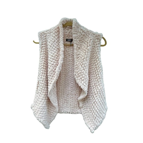 DKNY‎ faux fur light pink vest medium - Picture 1 of 8